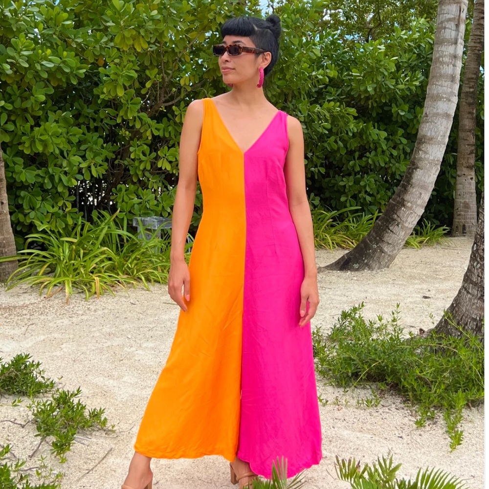 Mixed by Nasrin Color Block Linen Jumpsuit